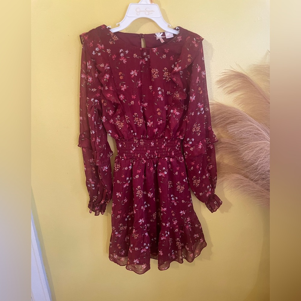 ☀️Floral Burgundy Dress-Trende Girl